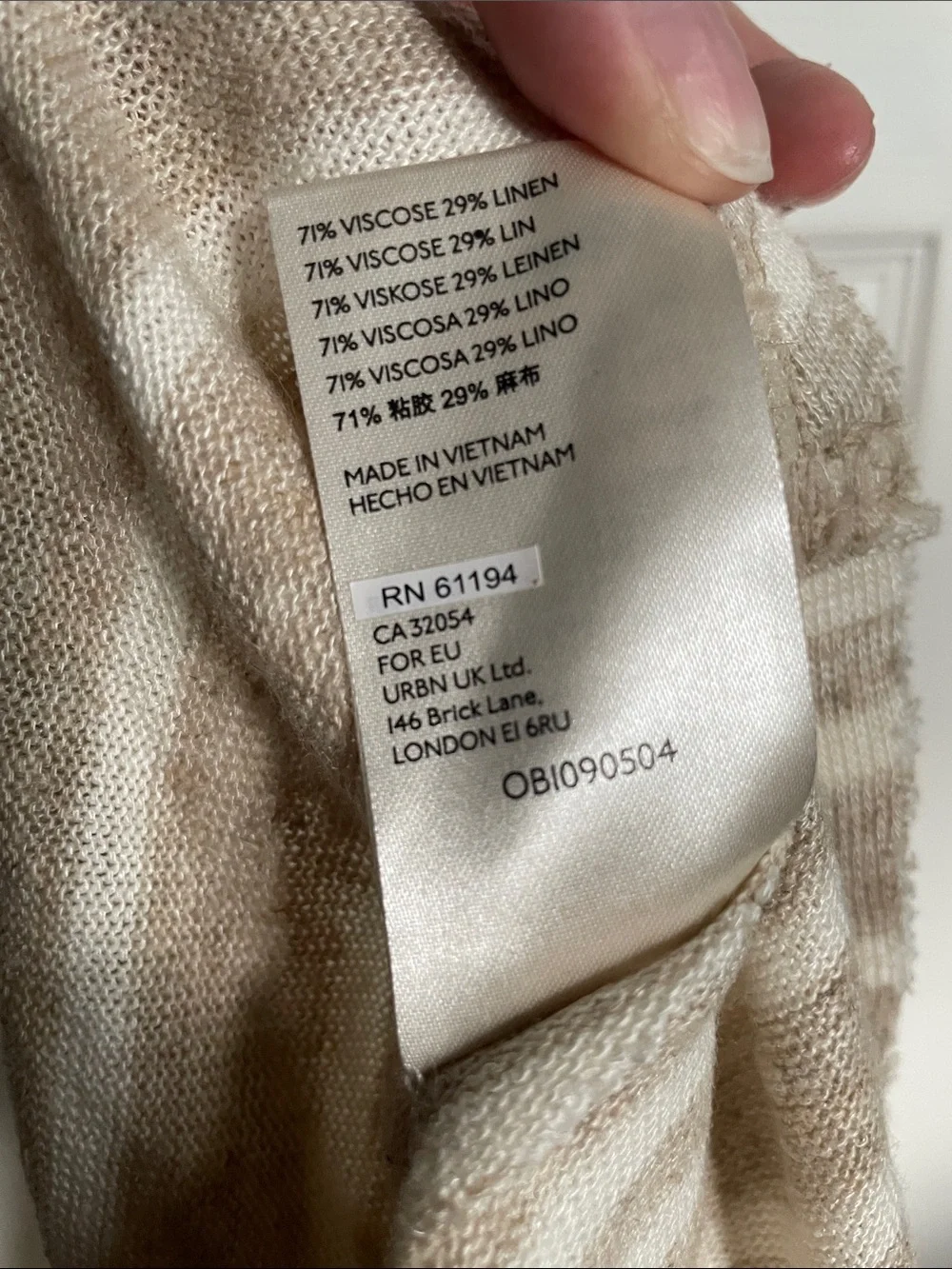 Free People size Small Linen Blend Striped Beige & White Ruffle Hem Mini Dress